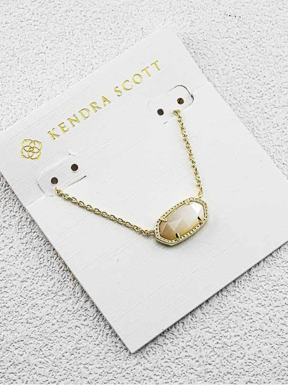Kendra Scott Gold Necklace with Cream Faceted Stone